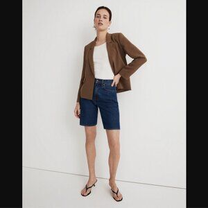 NWT Madewell The Dorset Crop Blazer in Easygoing Crepe in Light Roast